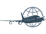 Travel around the globe - flying airliner