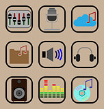 Music flat icons set