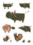Cartoon funny farm animals