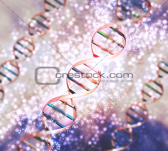 3D Render of DNA strands background