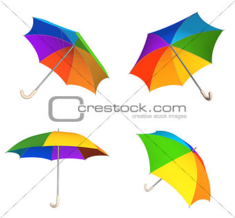 Set of rainbow umbrellas