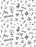 Vector pattern with old school tattoo elements. Black and white.