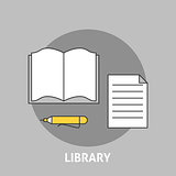 Library concept outline icons
