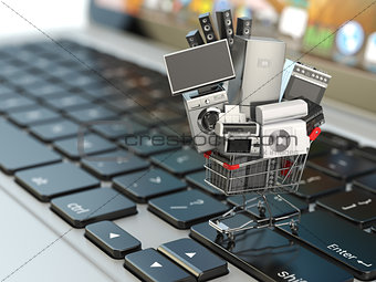 E-commerce or online shopping concept. Home appliance in shoppin