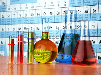 Science chemistry concept. Laboratory test tubes and flasks with