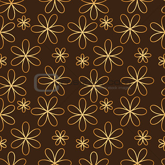 Flower seamless pattern golden color
