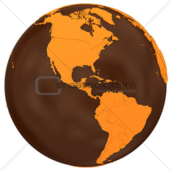 Americas on chocolate Earth