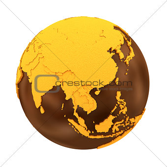 Asia on chocolate Earth