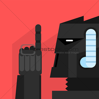 Black Robot With Finger Up