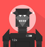 Black Evil Robot Character