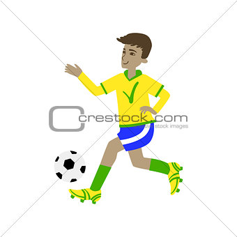 Football Player In Brazilian Colors