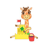 Giraffe Building A Sand Castle