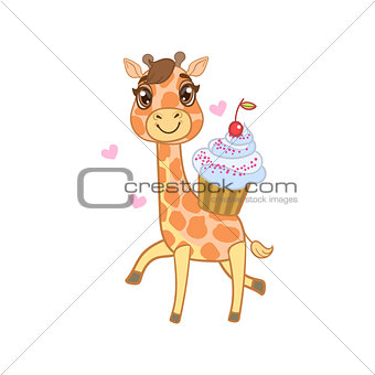 Giraffe With Cupcake