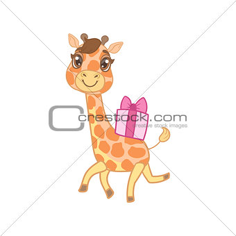 Giraffe With Gift On The Back
