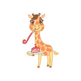 Giraffe With Slice Of Cake