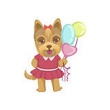 Puppy Holding Balloons