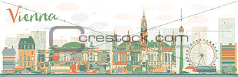 Abstract Vienna skyline with color landmarks.