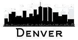 Denver City skyline black and white silhouette. 