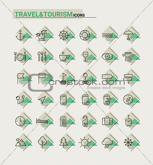 Travel, tourism and weather icons, set 2