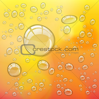 Abstract defocused background with transparent water drops