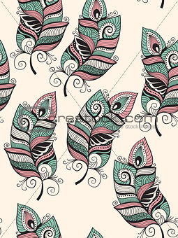 Vector Seamless Pattern with  Feathers