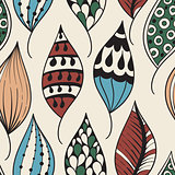 Vector Seamless Pattern with Doodle Leaves