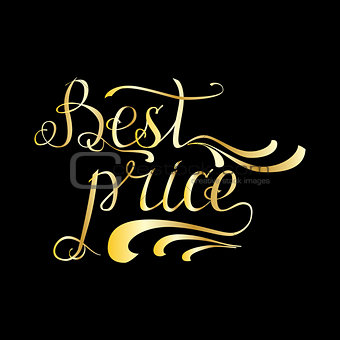 Gold quote "Best price" on black background