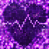 round violet mosaic spots heart with pulse