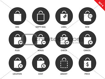 Shopping bags icons on white background