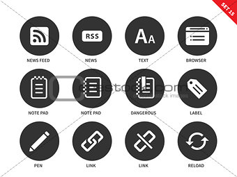 Blogger and office icons on white background