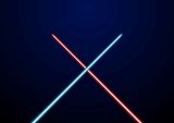 Red and blue glowing light swords