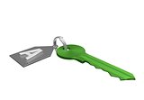 green key and silver trinket with silver ring