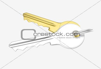 gold and silver key with silver ring