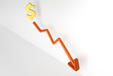 decreasing graph with dollar symbol