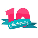 Cute Template 10 Years Anniversary Vector Illustration