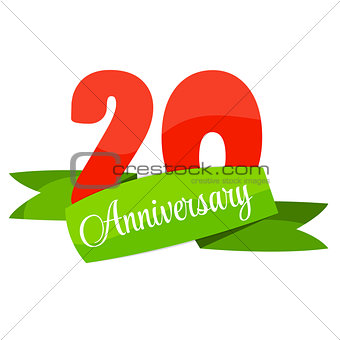Cute Template 20 Years Anniversary Sign Vector Illustration