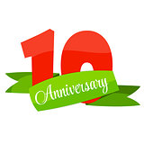 Cute Template 10 Years Anniversary Vector Illustration