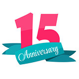 Cute Template 15 Years Anniversary Sign Vector Illustration