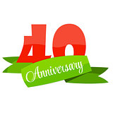 Cute Template 40 Years Anniversary Sign Vector Illustration