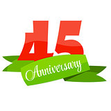 Cute Template 45 Years Anniversary Sign Vector Illustration