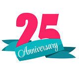 Cute Template 25 Years Anniversary Sign Vector Illustration