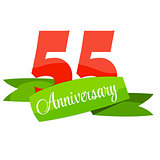 Cute Template 55 Years Anniversary Sign Vector Illustration