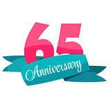 Cute Template 65 Years Anniversary Sign Vector Illustration
