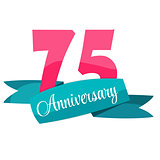 Cute Template 75 Years Anniversary Sign Vector Illustration