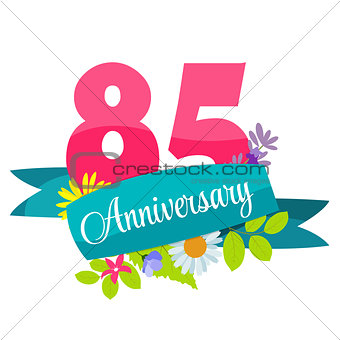 Cute Template 85 Years Anniversary Sign Vector Illustration