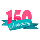 Cute Template 150 Years Anniversary Sign Vector Illustration
