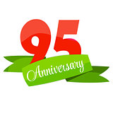 Cute Template 95 Years Anniversary Sign Vector Illustration