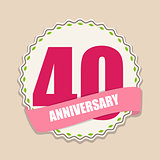 Cute Template 40 Years Anniversary Sign Vector Illustration