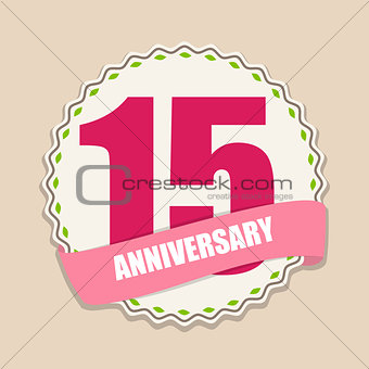 Cute Template 15 Years Anniversary Sign Vector Illustration