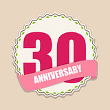 Cute Template 30 Years Anniversary Sign Vector Illustration